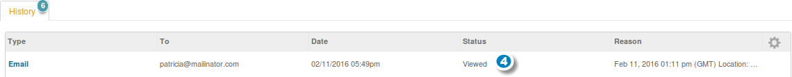 Email History View Status 4